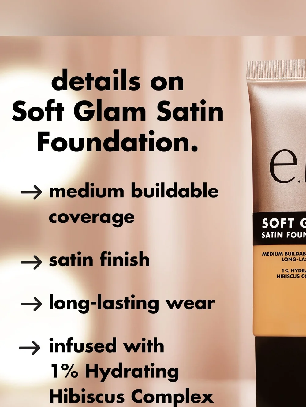 5/$25, Free: e.l.f cosmetics Soft Glam Satin Foundation (Shade: Medium Warm)